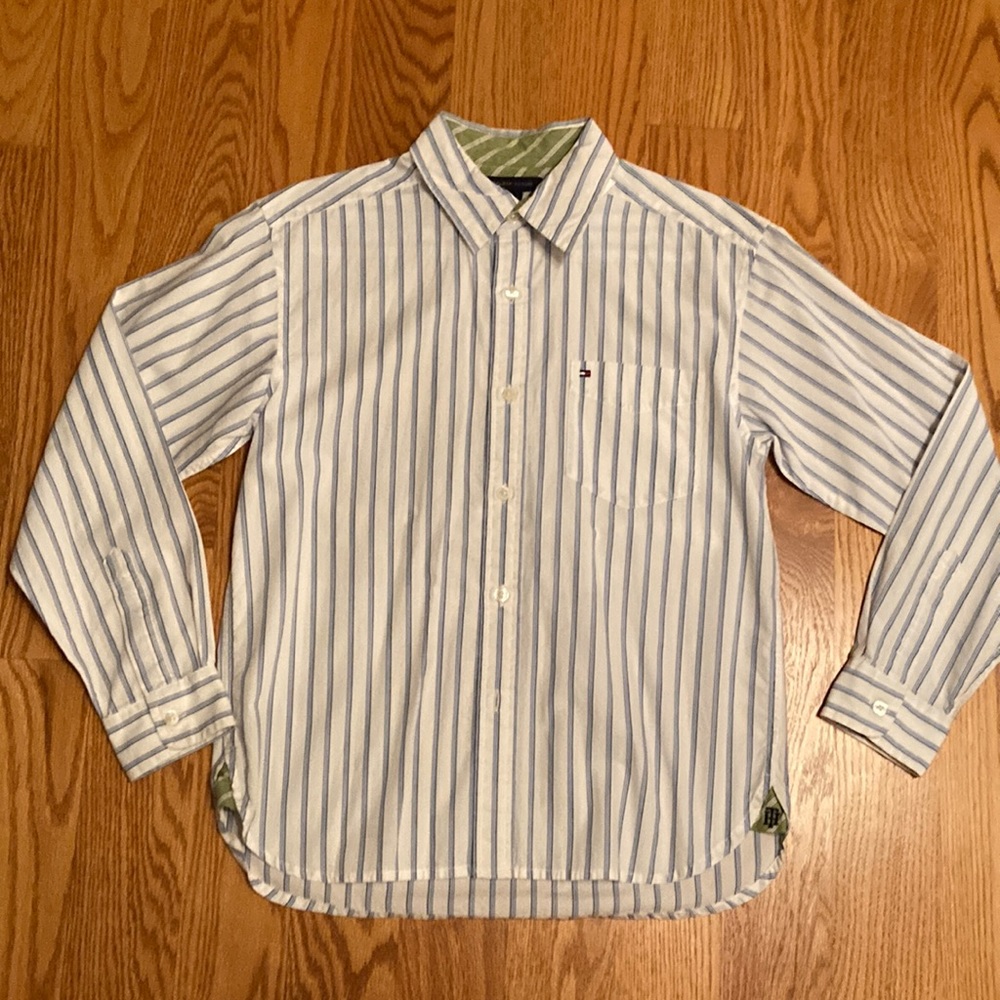 Tommy Hilfiger white with blue stripe dress shirt